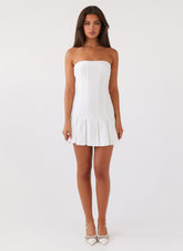Saving Hearts Linen Mini Dress - White